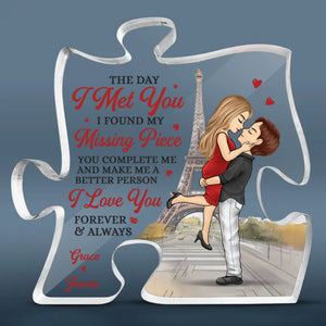 Mon cœur t'appartient - Plaque acrylique personnalisée en forme de puzzle pour couple - Cadeau pour mari et femme, anniversaire
