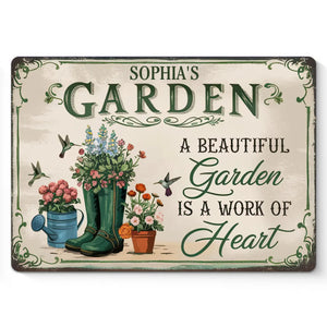 Un beau jardin est une œuvre de cœur - Plaque en métal personnalisée pour la décoration intérieure de la famille - Cadeau pour vous-même, vos meilleurs amis, vos frères et sœurs, les membres de votre famille