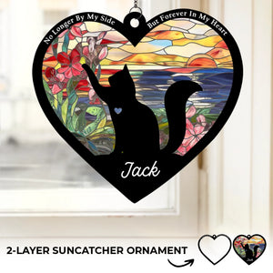 L'amour d'un chat, un souvenir éternel - Ornement attrape-soleil personnalisé à suspendre à une fenêtre - Cadeau de condoléances pour les propriétaires et les amoureux des animaux