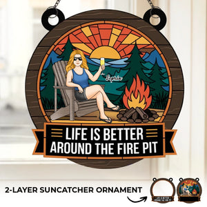 Chaleur du feu, paix de la nuit - Ornement attrape-soleil personnalisé pour fenêtre - Cadeau pour vous-même, vos meilleurs amis, vos frères et sœurs, les membres de votre famille