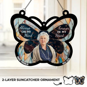 Photo personnalisée « Amour éternel » – Ornement attrape-soleil personnalisé à suspendre à une fenêtre – Cadeau de condoléances pour les membres de la famille