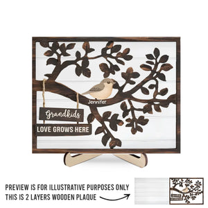 Le cœur de notre famille - Plaque en bois personnalisée à 2 couches avec support - Cadeau pour maman, grand-mère