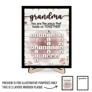 Les grands-mères sont le ciment qui unit les familles - Plaque en bois personnalisée à 2 couches avec support - Cadeau de fête des mères pour maman et grand-mère