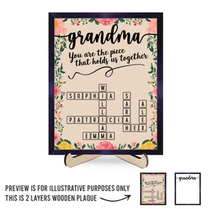 Les familles se renforcent grâce à l'amour chaleureux de grand-mère - Plaque en bois personnalisée à 2 couches avec support - Cadeau de fête des mères pour maman et grand-mère