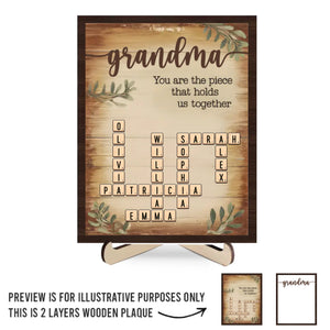 L'amour fait de vous une famille - Plaque en bois personnalisée à 2 couches avec support - Fête des Mères, cadeau pour maman, grand-mère