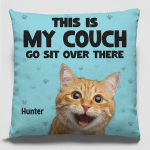Coussin personnalisé avec photo « Allez vous asseoir là-bas » pour chien et chat – Cadeau pour les propriétaires et les amoureux des animaux