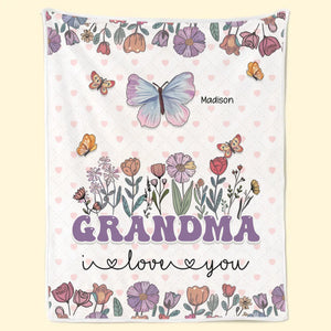 L'amour de grand-mère fleurit dans chaque câlin - Couverture familiale personnalisée - Cadeau pour maman et grand-mère