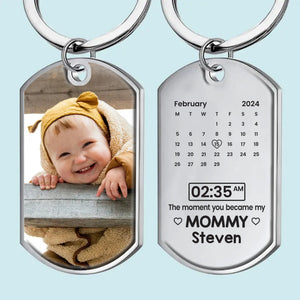 Photo personnalisée « Le moment où tu es devenue ma maman » - Porte-clés personnalisé pour la famille - Cadeau pour la fête des mères, la baby shower, la première maman