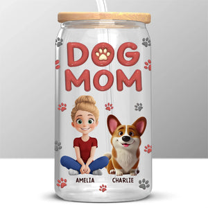 Le bonheur est une queue qui remue – Tasse en verre personnalisée pour chien et chat, tasse à café glacé – Cadeau pour propriétaires d'animaux et amoureux des animaux