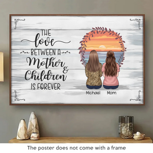 Toujours connectés par l'amour - Affiche horizontale personnalisée pour la famille - Cadeau pour maman