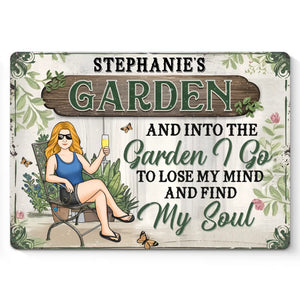 Dans le jardin, je trouve la paix pour mon esprit et mon âme - Plaque en métal personnalisée pour la décoration intérieure de la famille - Cadeau pour vous-même, vos meilleurs amis, vos frères et sœurs, les membres de votre famille