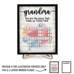 Home Is Where Your Grandma Is - Family Personalized Custom 2-Layered Wooden Plaque With Stand - Mother's Day, Gift For Mom, Grandma