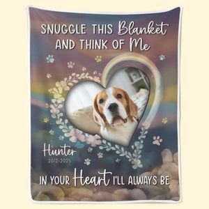 Couverture personnalisée avec photo « Un cœur fidèle ne s'en va jamais » - Cadeau de condoléances pour les propriétaires et les amoureux des animaux