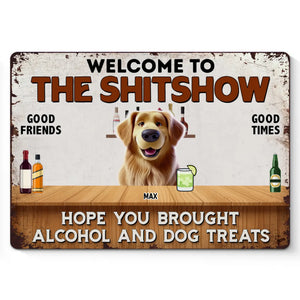 Bienvenue à ma station - Plaque en métal personnalisée pour chien - Cadeau de pendaison de crémaillère pour les propriétaires et les amoureux des animaux