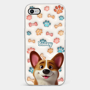 Coque de téléphone transparente personnalisée avec motif chien « Aboiements de joie » imprimé en 3D, effet gonflé - Cadeau pour les propriétaires et les amoureux des animaux