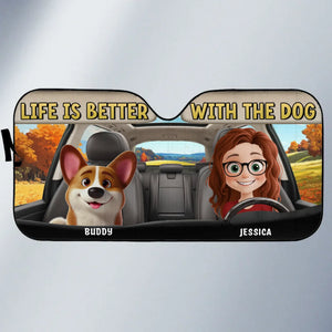 Paws & Drive, la balade idéale - Pare-soleil personnalisé pour pare-brise de voiture, protection pour vitres de voiture - Cadeau pour propriétaires et amoureux des animaux