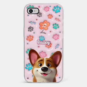 Coque de téléphone transparente personnalisée avec motif « Cœurs fidèles à quatre pattes » et effet gonflé en 3D - Cadeau pour les propriétaires d'animaux et les amoureux des animaux