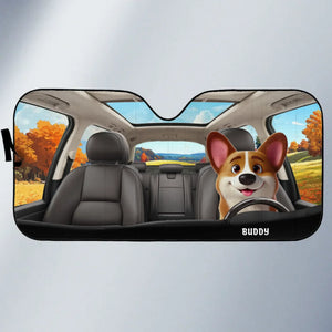Attachez vos ceintures, c'est une balade inoubliable ! Pare-soleil personnalisé pour pare-brise de voiture, protection de fenêtre de voiture, cadeau pour propriétaires et amoureux des animaux.