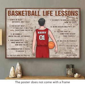 À la poursuite du basket, à la poursuite des rêves - Affiche horizontale personnalisée - Cadeau pour les amateurs de sport et les sportifs