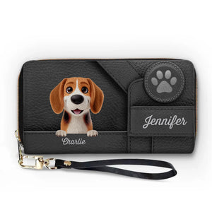 Le bonheur est une queue qui remue – Portefeuille long en cuir personnalisé pour chien et chat – Cadeau pour propriétaires et amoureux des animaux