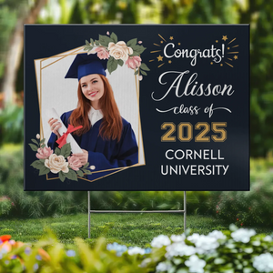 Photo personnalisée Votre voyage vers le succès commence maintenant - Panneau de jardin personnalisé pour la famille - Cadeau de remise de diplôme pour les membres de la famille, les frères et sœurs