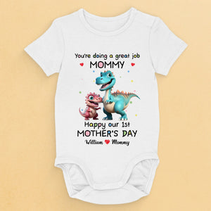 L'amour d'un petit dinosaure pour maman - Body bébé personnalisé pour la famille - Cadeau de fête des mères, de baby shower, pour une première maman