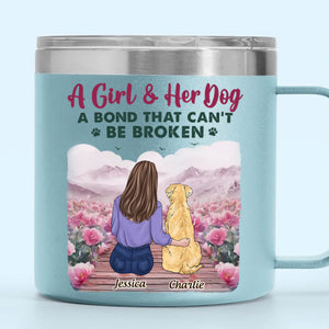 Le bonheur est le sourire d'un chien - Gobelet personnalisé en acier inoxydable de 14 oz avec poignée - Cadeau pour les propriétaires et les amoureux des animaux