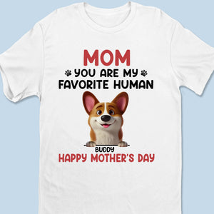 Maman, tu es mon humain préféré - T-shirt unisexe personnalisé pour chien, T-shirt premium, sweat à capuche - Fête des Mères, cadeau pour les propriétaires d'animaux, amoureux des animaux