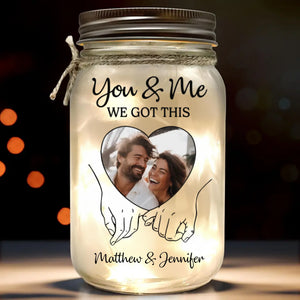 Photo personnalisée : la vie commence ici ! Lampe personnalisée en pot Mason pour couple ! Cadeau pour mari et femme, anniversaire