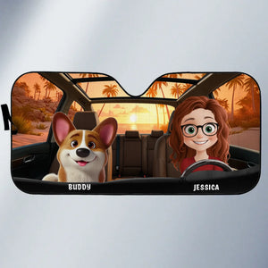 Pattes à bord, du plaisir en perspective ! Pare-soleil personnalisé pour pare-brise de voiture, protection de vitre de voiture, cadeau pour la fête des Mères, pour les propriétaires d'animaux et les amoureux des animaux.