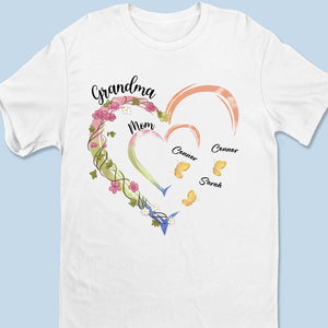 La famille est là où l'amour est éternel - T-shirt unisexe personnalisé, haut de gamme, sweat à capuche - Cadeau pour maman, grand-mère