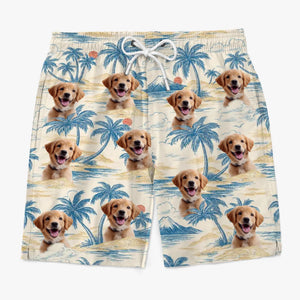 Short de plage hawaïen tropical personnalisé avec photo tropicale - Cadeau idéal pour les amoureux des animaux