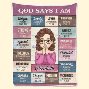 Dieu dit que je suis une affirmation d'amour-propre - Couverture personnalisée pour ami - Cadeau pour meilleurs amis, membres de la famille, collègues, vous-même