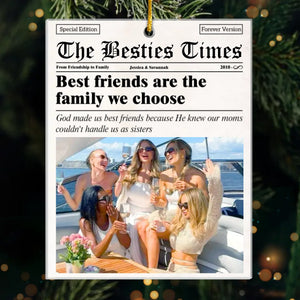 Photo personnalisée : les meilleurs amis sont la famille que nous choisissons - Ornement personnalisé Bestie personnalisé - Forme personnalisée en acrylique - Cadeau de Noël pour les meilleures amies, BFF, sœurs
