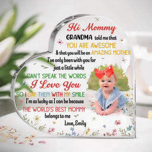 Custom Photo Let Your Love Shine Through Every Glance - Family Personalized Custom Heart Shaped Acrylic Plaque - Mother's Day, Baby Shower Gift, Gift For First Mom