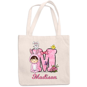 L'alternative idéale au panier de Pâques : sac fourre-tout personnalisé pour toute la famille ; cadeau de Pâques pour les membres de la famille