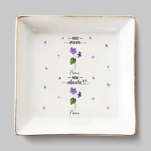 La meilleure maman promue grand-mère - Plat à bijoux personnalisé pour la famille - Cadeau pour maman et grand-mère
