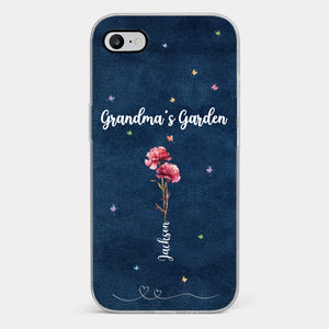 Son jardin grandit avec amour - Coque de téléphone transparente personnalisée pour la famille - Cadeau pour la fête des mères, maman, grand-mère
