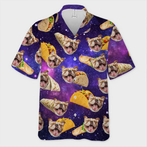 T-shirt hawaïen tropical unisexe personnalisé avec photo « Just A Taco Dog With Dreams » pour chien et chat - Cadeau idéal pour les vacances d'été, les amoureux des animaux et les voyageurs.