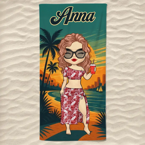 Serviette de plage personnalisée « Bon temps et marques de bronzage » – Cadeau idéal pour les vacances d'été, les anniversaires, les fêtes à la piscine, pour les meilleures amies, les meilleures amies et les sœurs
