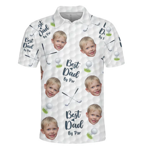Polo personnalisé avec photo « Meilleur papa » par Par - Polo familial personnalisé avec imprimé intégral - Cadeau pour la fête des pères, les amateurs de sport et les sportifs
