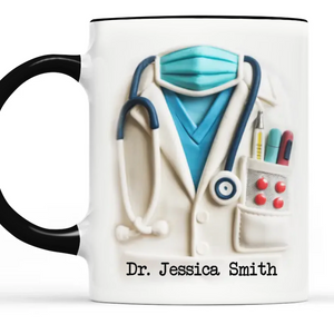 Docteur par titre, héros par cœur – Mug personnalisé avec effet gonflé 3D imprimé pour la famille – Cadeau d'appréciation, de remerciement, vie d'infirmière, vie de médecin