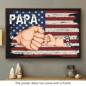 Papa et son équipe, toujours unis - Affiche horizontale personnalisée pour la famille - Fête des pères, cadeau pour papa, grand-père