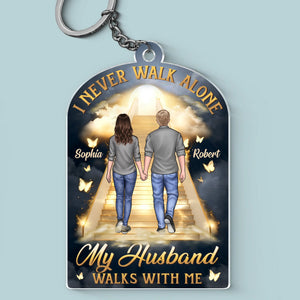 Mon mari pour toujours, mon ange pour toujours - Porte-clés personnalisé en acrylique - Fête des pères, cadeau de condoléances pour couple, mari, femme, membres de la famille