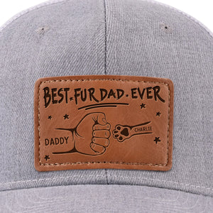 Proud Dad Of Pawsome Kids - Dog & Cat Personalized Custom Leather Patch Hat - Father's Day, Gift For Pet Owners, Pet Lovers