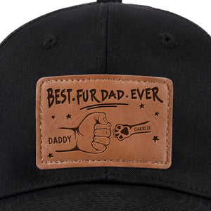 Proud Dad Of Pawsome Kids - Dog & Cat Personalized Custom Leather Patch Hat - Father's Day, Gift For Pet Owners, Pet Lovers