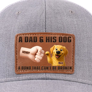 Pattes baissées, meilleur papa du monde ! Chapeau en cuir personnalisé pour chien ! Cadeau pour la fête des pères et les amoureux des animaux.