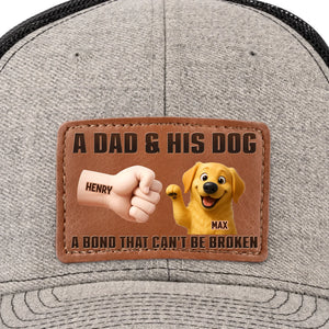 Pattes baissées, meilleur papa du monde ! Chapeau en cuir personnalisé pour chien ! Cadeau pour la fête des pères et les amoureux des animaux.
