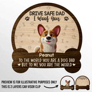 Meilleur papa de chien au monde, je t'aime ! - Clip de pare-soleil de voiture personnalisé pour chien - Fête des pères, cadeau pour papa, propriétaires d'animaux, amoureux des animaux