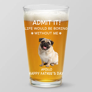 Verre à bière personnalisé avec photo « Caresse-moi, nourris-moi, aime-moi » – Cadeau pour chien et chat – Fête des pères, pour les propriétaires d'animaux et les amoureux des animaux